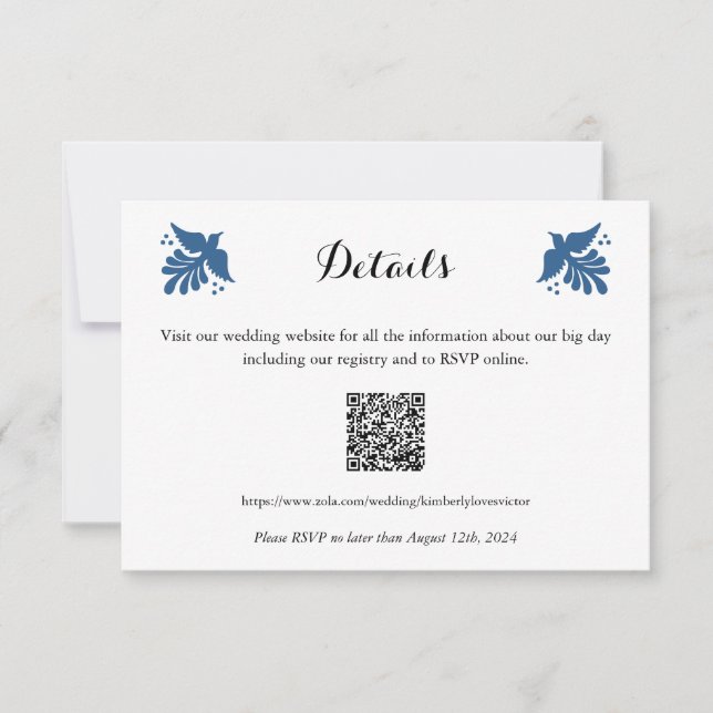 Mexican Talavera Wedding Details Card RSVP Karte (Vorderseite)