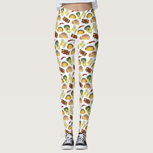 Mexican Tex Mex Food Taco Enchilada Chimichanga Leggings (Vorderseite)