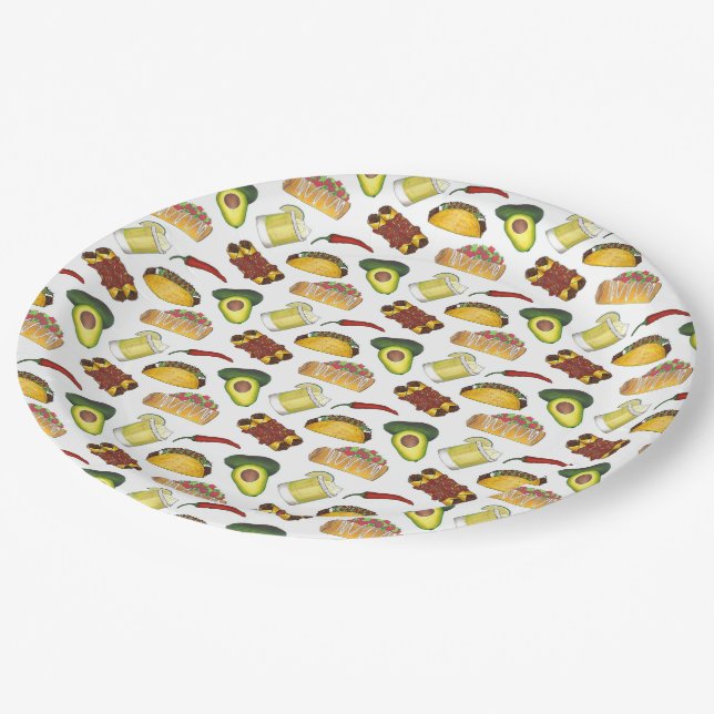 Mexican Tex Mex Food Taco Enchilada Chimichanga Pappteller (Schrägansicht)