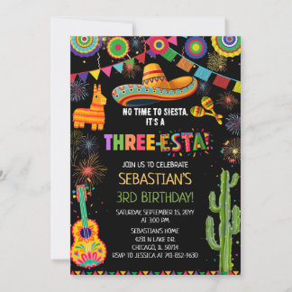 Mexican Three-Esta 3rd Birthday Party Einladung