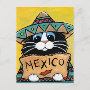 Mexican Tuxedo Cat Hitchhiker Postkarte
