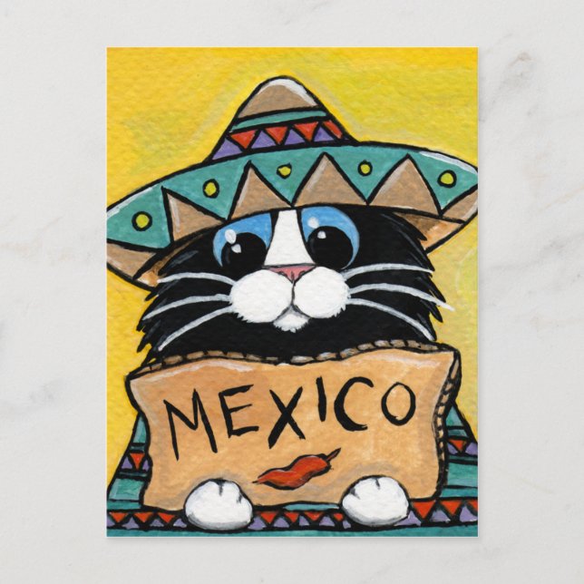 Mexican Tuxedo Cat Hitchhiker Postkarte (Vorderseite)