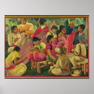 Mexican village scene poster