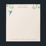 Mexican Violetear Hummingbird Notizblock<br><div class="desc">Unique notepad featuring a hand-painted Mexican Violetear Hummingbird and flowery branches.</div>