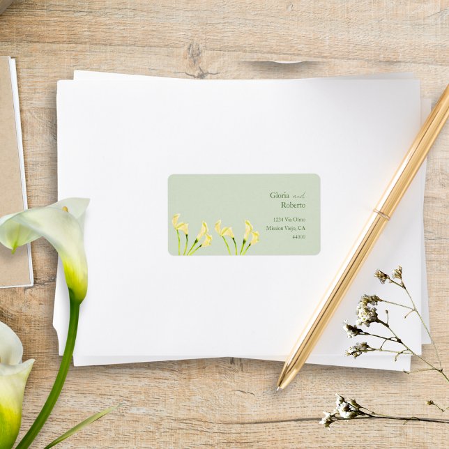 Mexican Wedding Calla Lily Green Rücksendeadresse Adressaufkleber (Von Creator hochgeladen)
