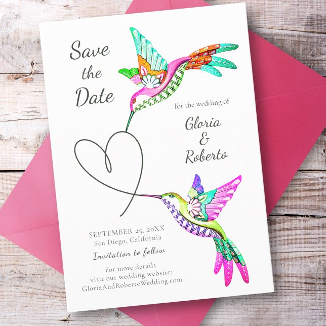 Mexican Wedding Lovebirds Save the Date Card Einladung (Von Creator hochgeladen)