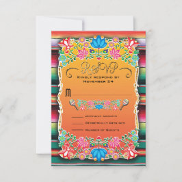 Mexican Wedding Rug and Floral UAWG RSVP Karte