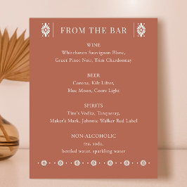 Mexican Wedding Terra Cotta Bar Sign Sockelschild