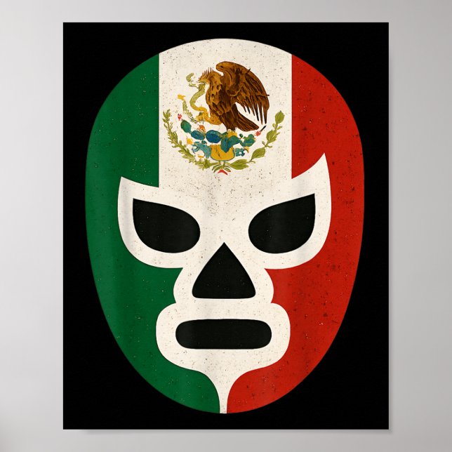 Mexican Wrestling Mask Lucha Libre Flag Aztec  Poster (Vorne)