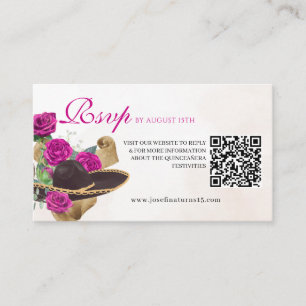 Mexicana Mariachi Charra Magenta Rose Quinceanera Begleitkarte