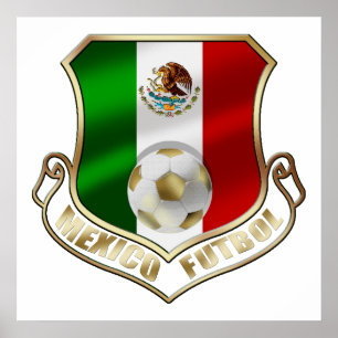 Mexicano Futbol Abzeichen Emblem Fußballschild Poster
