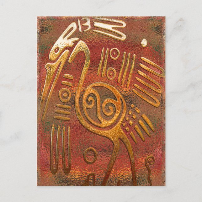 Mexicano Gold Chrome Tribal Art Postkarte (Vorderseite)