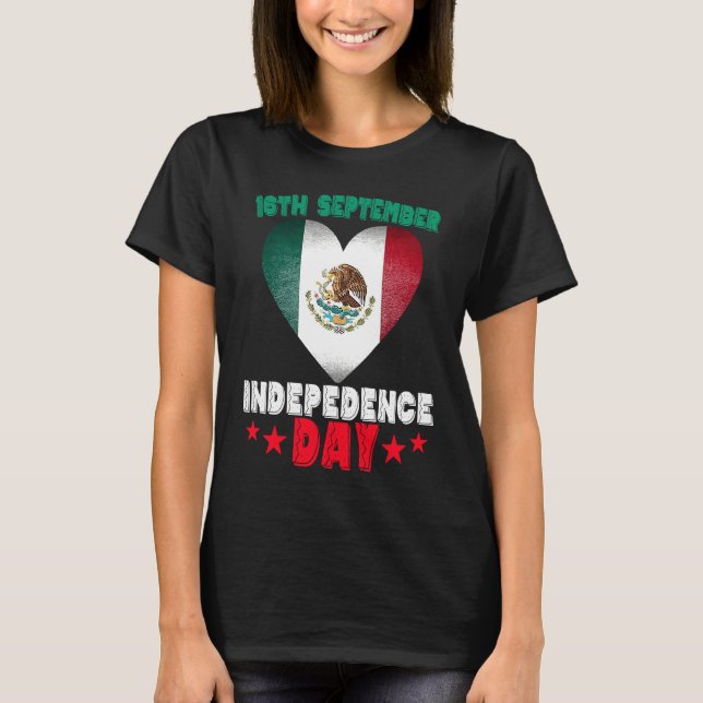 Mexico 16th September Independence Day Mexican Fla T-Shirt (Vorderseite)