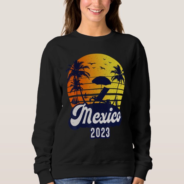 Mexico 2023 Sunset Beach Retro Sweatshirt (Vorderseite)
