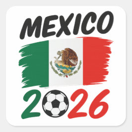 Mexico 2026 Soccer Fan Design with Football Quadratischer Aufkleber