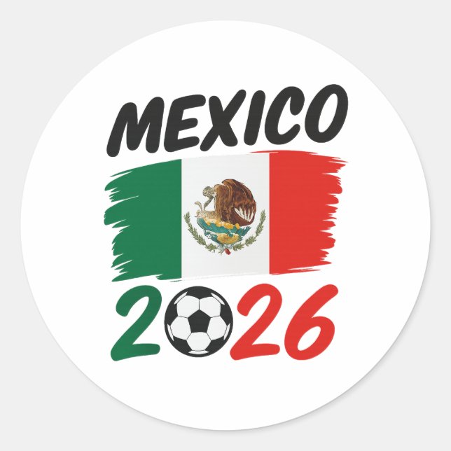 Mexico 2026 Soccer Fan Design with Football Runder Aufkleber (Vorderseite)