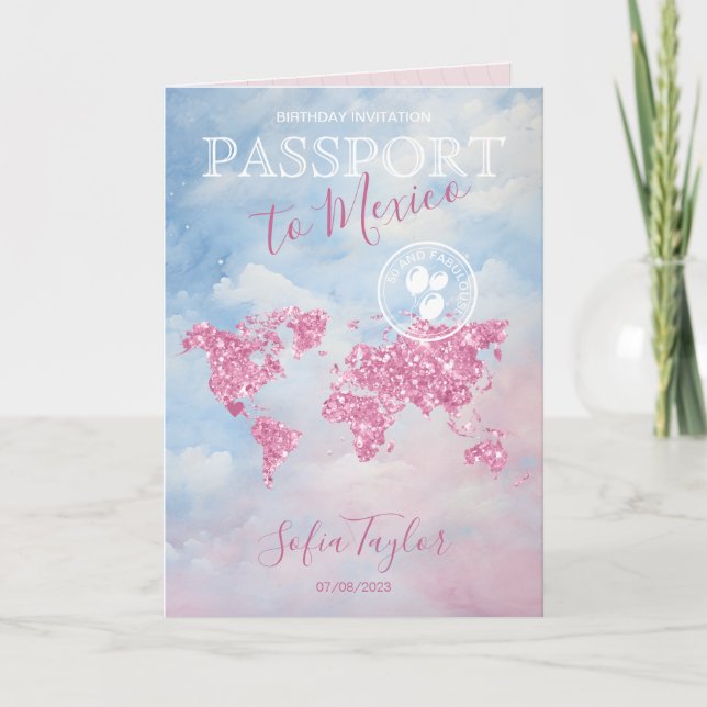 Mexico 50 und fabulous Birthday Passport Karte (Vorderseite)