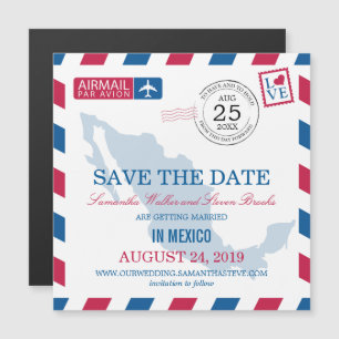 Mexico Airmail Save the Date Magneteinladung