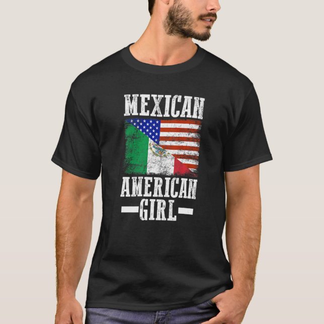 Mexico America Flag Patriotic Mexican American Gir T-Shirt (Vorderseite)
