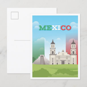 Mexico Art Vintage Travel Illustration Postkarte