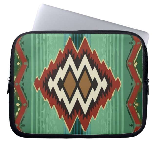 Mexico Aztec Print Vector Green Laptopschutzhülle (Vorderseite)