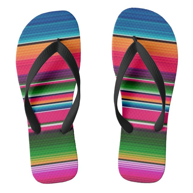 Mexico Blanket Colors Strips Spanisch farbenfroh Flip Flops (Fußbett)