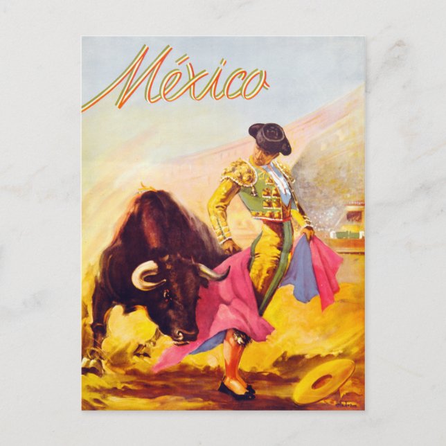 Mexico Bull Fighter Vintage Poster wiederhergestel Postkarte (Vorderseite)