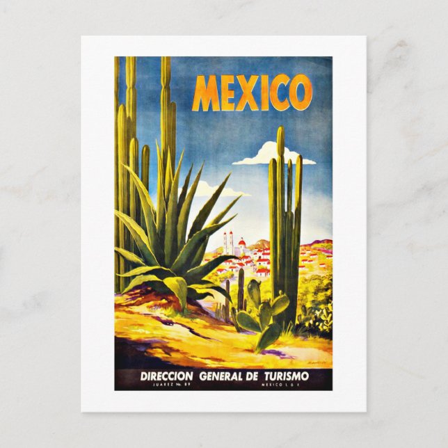Mexico Cactus Vintage Travel Postkarte (Vorderseite)