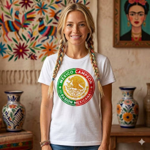 Mexico Campeon Flaggenfarben Grafik-Wappen Weiß Tri-Blend Shirt