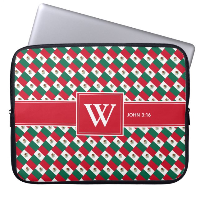 MEXICO Christlich Scripting Monogram Notebook Red Laptopschutzhülle (Vorderseite)