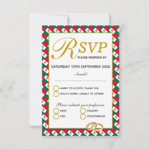 MEXICO Christliche Hochzeitkarte RSVP Response Car