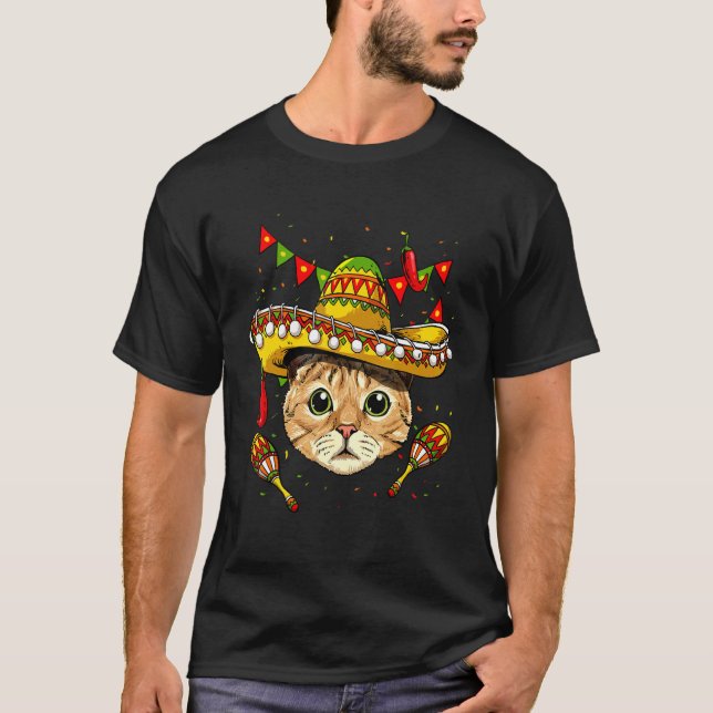 Mexico Cinco de Mayo Cat Sombrero Mexican Party Ca T-Shirt (Vorderseite)