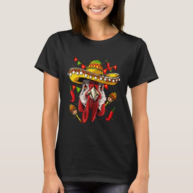Mexico Cinco de Mayo Chicken Sombrero Mexican Part T-Shirt (Vorderseite)