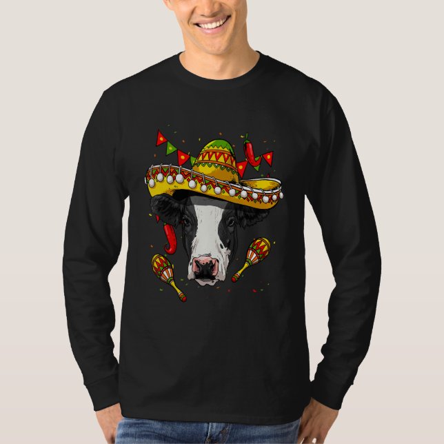 Mexico Cinco de Mayo Cow Sombrero Mexican Party Co T-Shirt (Vorderseite)