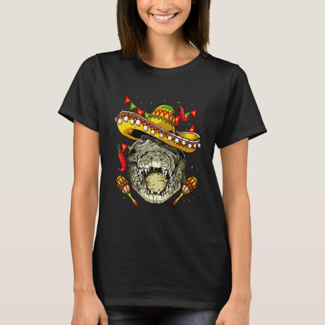 Mexico Cinco de Mayo Crocodile Sombrero Mexican Pa T-Shirt (Vorderseite)