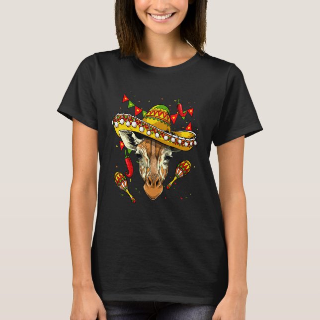 Mexico Cinco de Mayo Giraffe Sombrero Mexican Part T-Shirt (Vorderseite)