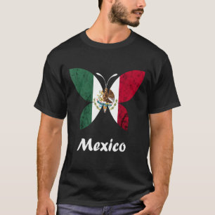 Mexico Cinco De Mayo Mexiko Flag Butterfly Mexica T-Shirt