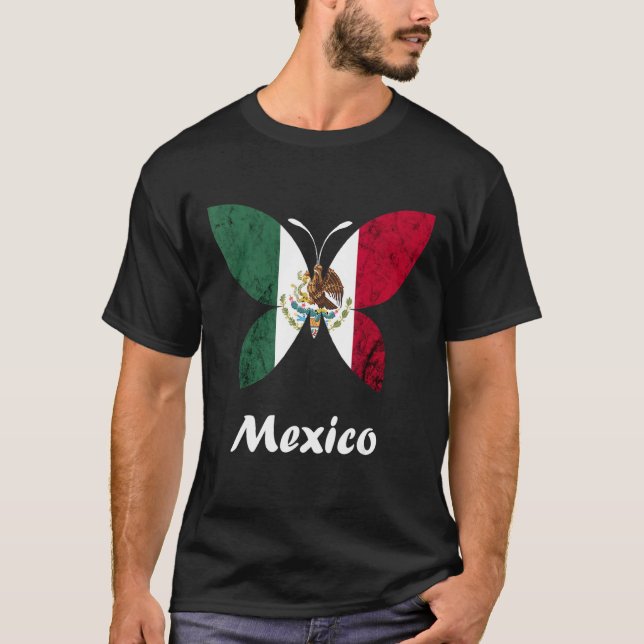 Mexico Cinco De Mayo Mexiko Flag Butterfly Mexica T-Shirt (Vorderseite)