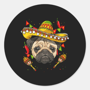 Mexico Cinco De Mayo Mops Dog Lover Pet Mops Mama Runder Aufkleber
