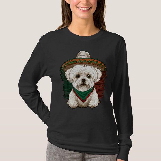 Mexico Cinco de Mayo Sombrero Mexican Maltese dog T-Shirt (Vorderseite)