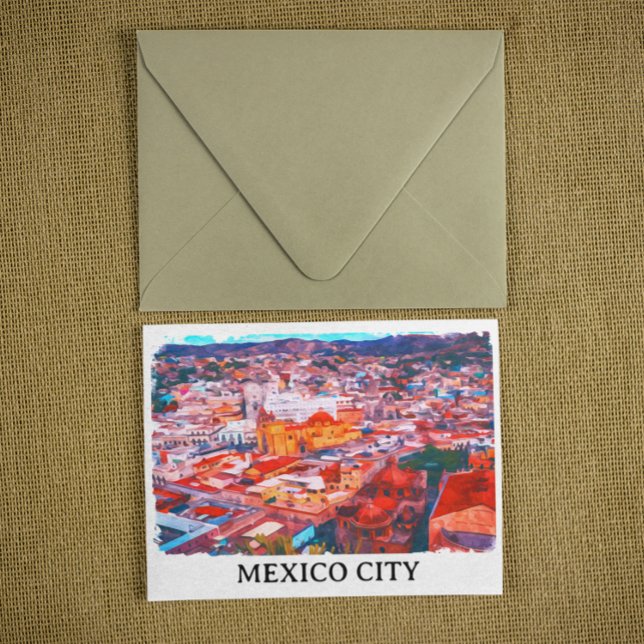 Mexico City CDMX Malerei Panoramaansicht Postkarte (mexico city painting postcard)