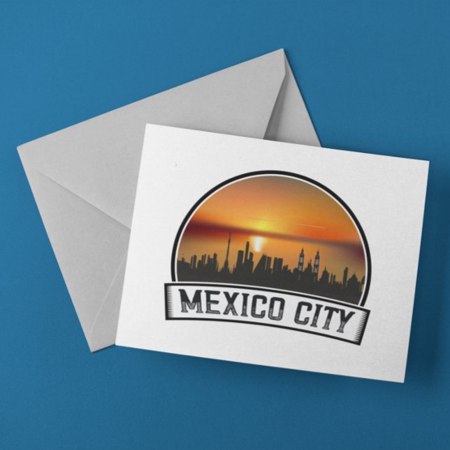 Mexico City CDMX Vintag Sunset City City Postkarte (Mexico City CDMX Vintage Sunset Cityscape Postcard)