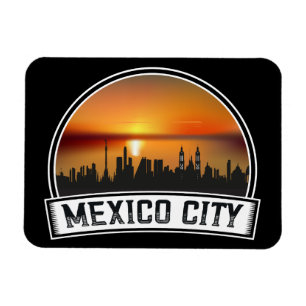 Mexico City CDMX Vintage Sonnenuntergang Stadtansi Magnet