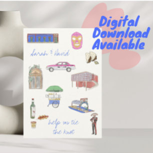 Mexico City Datum merken mit Zeichnungen Einladung