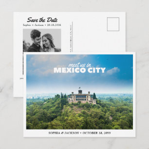 Mexico City Hochzeit Save the Date Reise Retro Postkarte