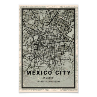 Mexico City Mexico Map Print Poster Canvas