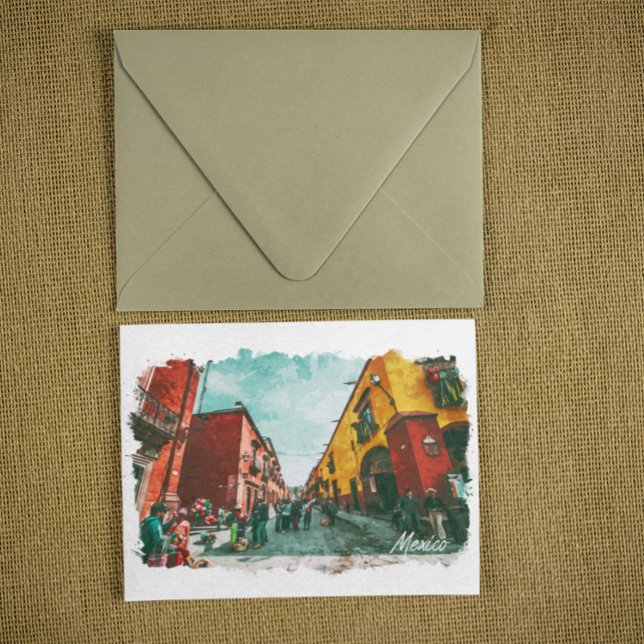 Mexico City View CDMX Retro Vintage Travel Postkarte (mexico cdmx illustration postcard)