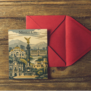 Mexico City Vintage Reise CDMX Minimalist Postkarte