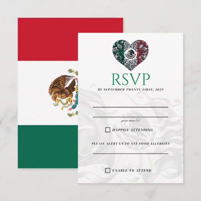Mexico Couple RSVP Card Karte (Vorne/Hinten)