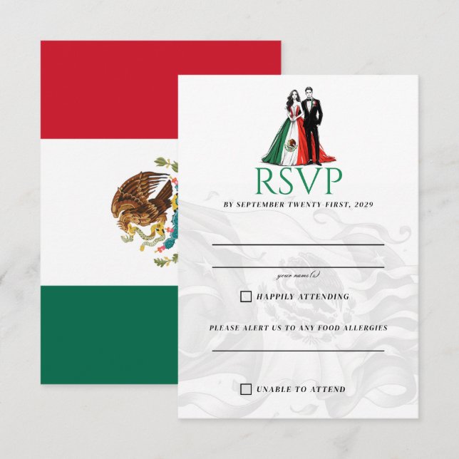 Mexico Couple RSVP Card Karte (Vorne/Hinten)